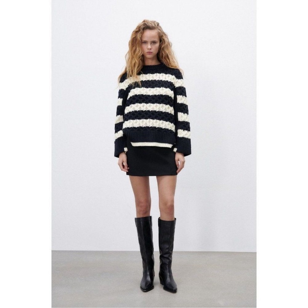 Zara Black and White Striped Sweater